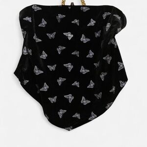 SHEIN Black and White Butterfly Crop Top